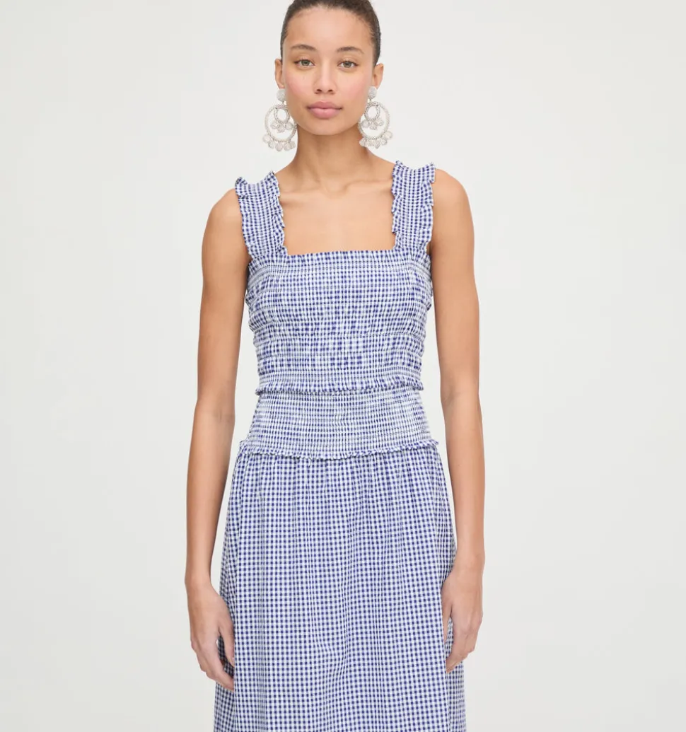 The Delphine Nap Skirt in Navy Gingham