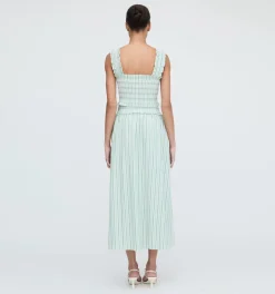 The Delphine Nap Skirt in Apple Green Stripe