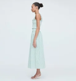The Delphine Nap Skirt in Apple Green Stripe