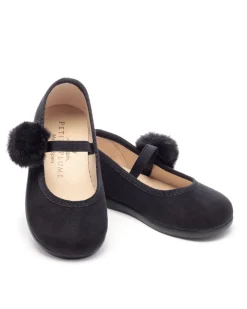 The Delphine Slipper in Black Suede with a Festive Pom