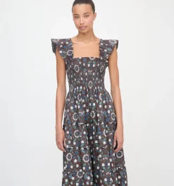 The Ellie Maxi Nap Dress in Chocolate Swedish Floral