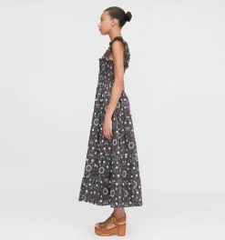 The Ellie Maxi Nap Dress in Chocolate Swedish Floral