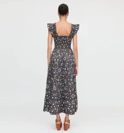 The Ellie Maxi Nap Dress in Chocolate Swedish Floral