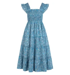 The Ellie Nap Dress - Navy Calico Trellis
