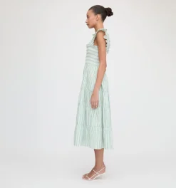 The Ellie Nap Dress in Apple Green Stripe
