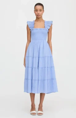 The Ellie Nap Dress in Bluebird Tonal Seersucker