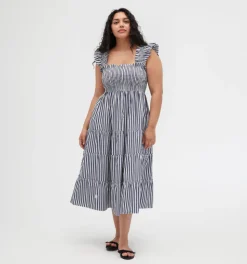 The Ellie Nap Dress in Navy Stripe