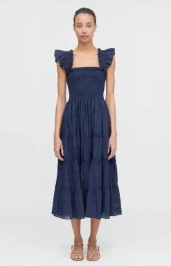 The Ellie Nap Dress in Navy Sheer Plaid