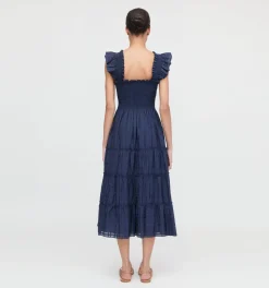 The Ellie Nap Dress in Navy Sheer Plaid