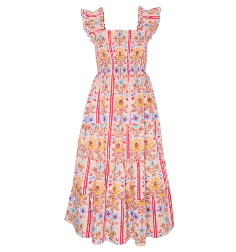 The Ellie Nap Dress in Pink Floral Block Stripe