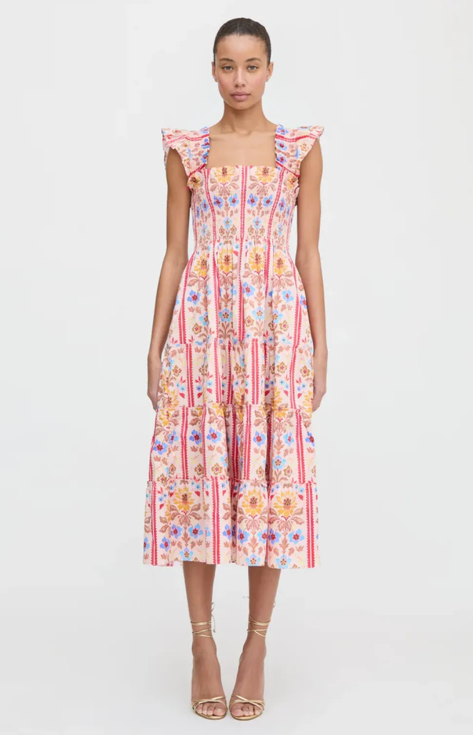 The Ellie Nap Dress in Pink Floral Block Stripe