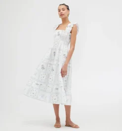The Ellie Nap Dress in White Floral Patchwork