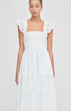 The Ellie Nap Dress in White Trellis Broderie