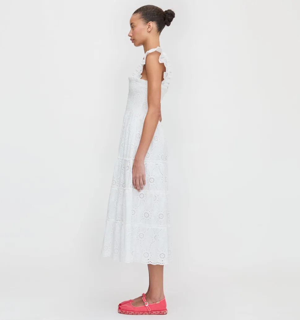 The Ellie Nap Dress in White Trellis Broderie