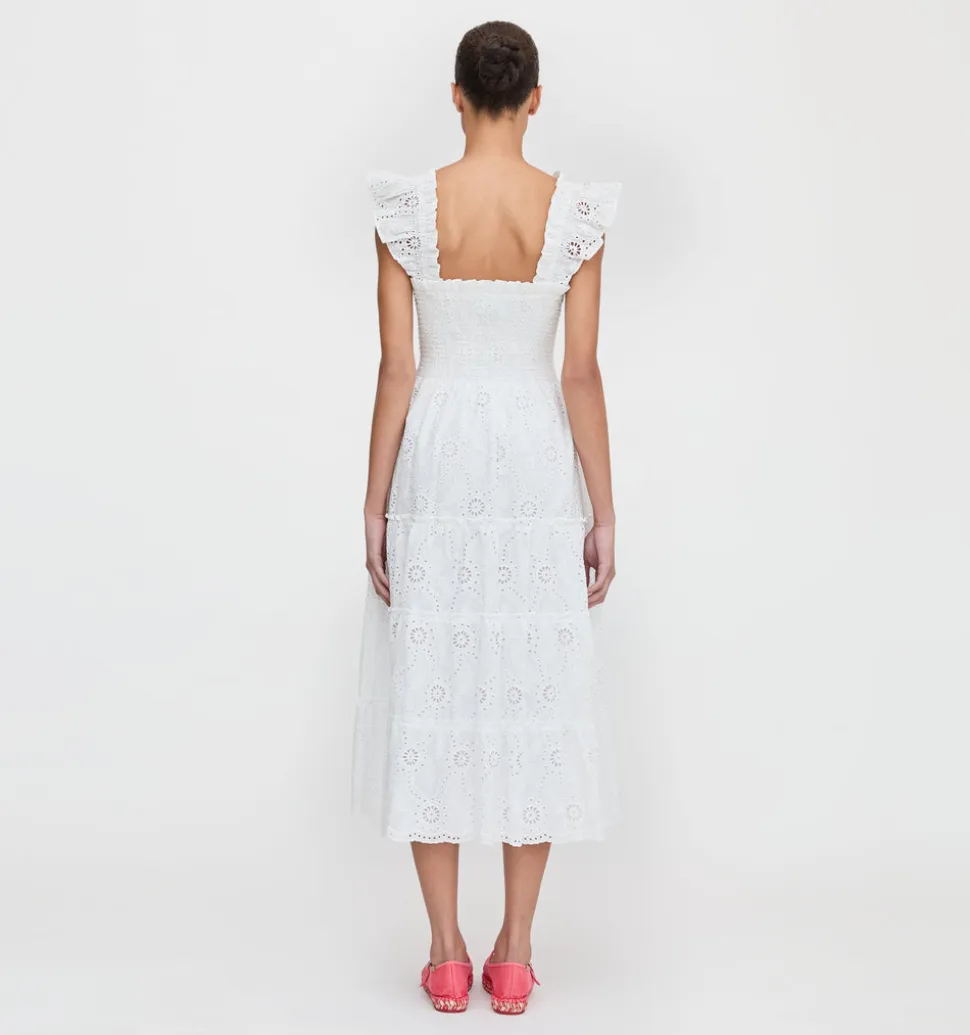 The Ellie Nap Dress in White Trellis Broderie