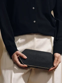 The Elongated Clutch in Black Satin
