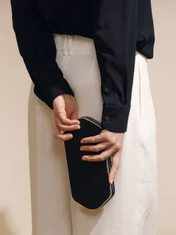 The Elongated Clutch in Black Satin