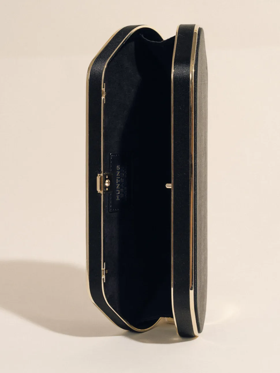 The Elongated Clutch in Black Satin