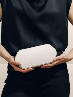 The Elongated Clutch in Silver Satin