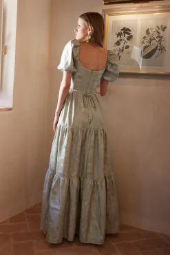 The Emma Dress in Sage Windsor Brocade
