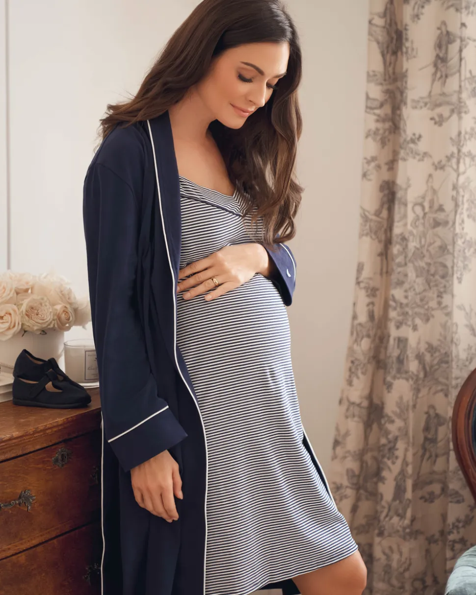 The Essential Maternity Set in Navy & Navy Stripe