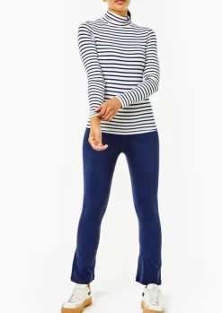 The Everyday Ribbed Turtleneck in Off White and Navy Stripe