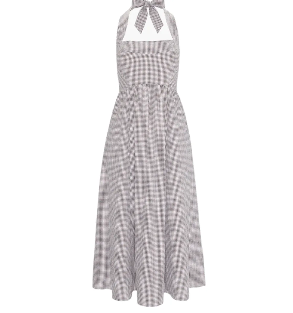 The Fleur Midi Dress in Chocolate Gingham