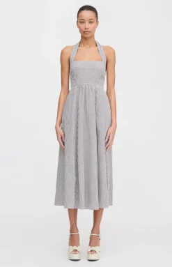 The Fleur Midi Dress in Chocolate Gingham