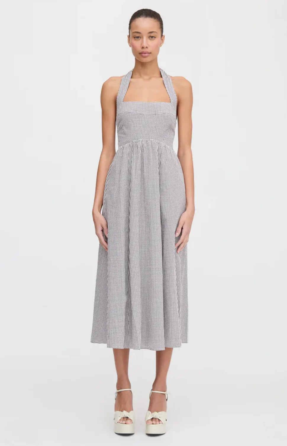 The Fleur Midi Dress in Chocolate Gingham