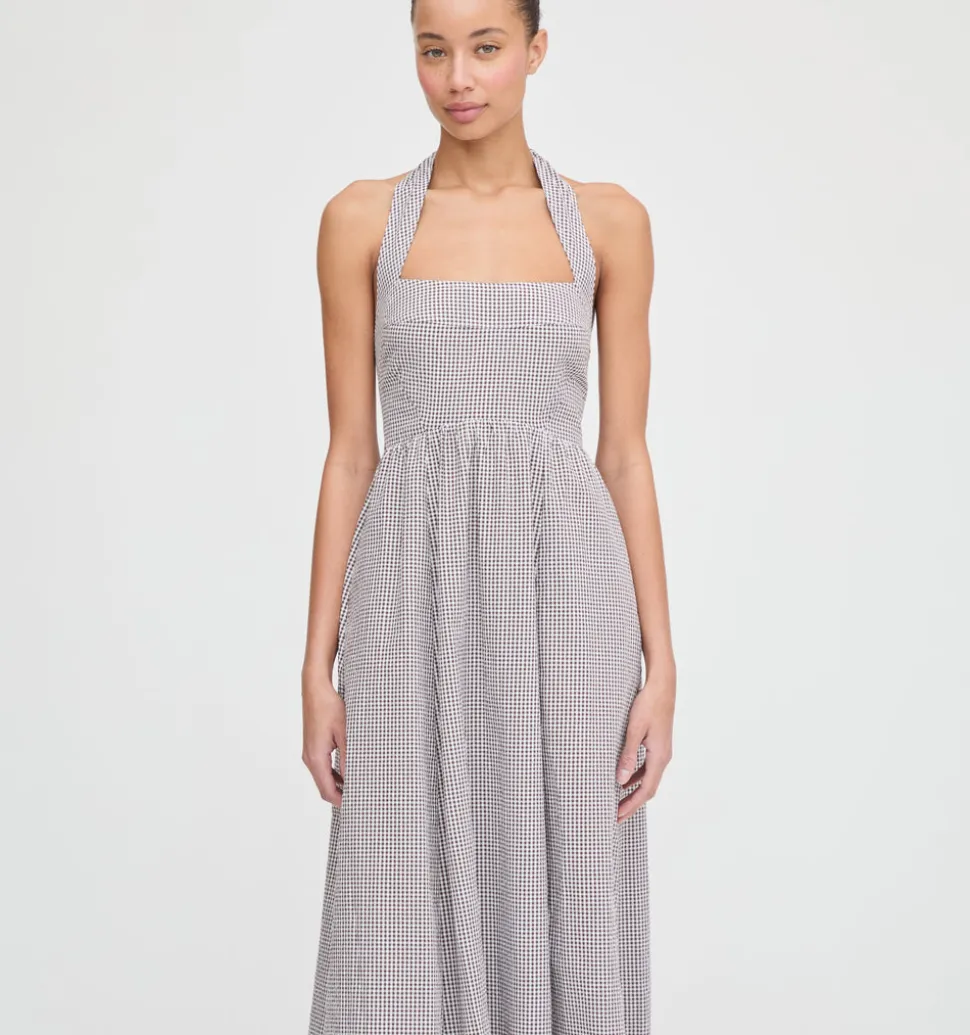 The Fleur Midi Dress in Chocolate Gingham