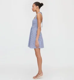 The Fleur Mini Dress in Navy Gingham