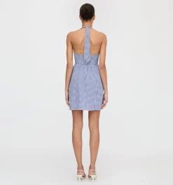 The Fleur Mini Dress in Navy Gingham