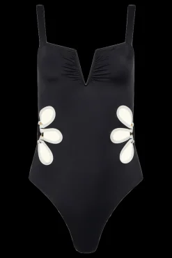 The Flora One-Piece in Black & Ivory