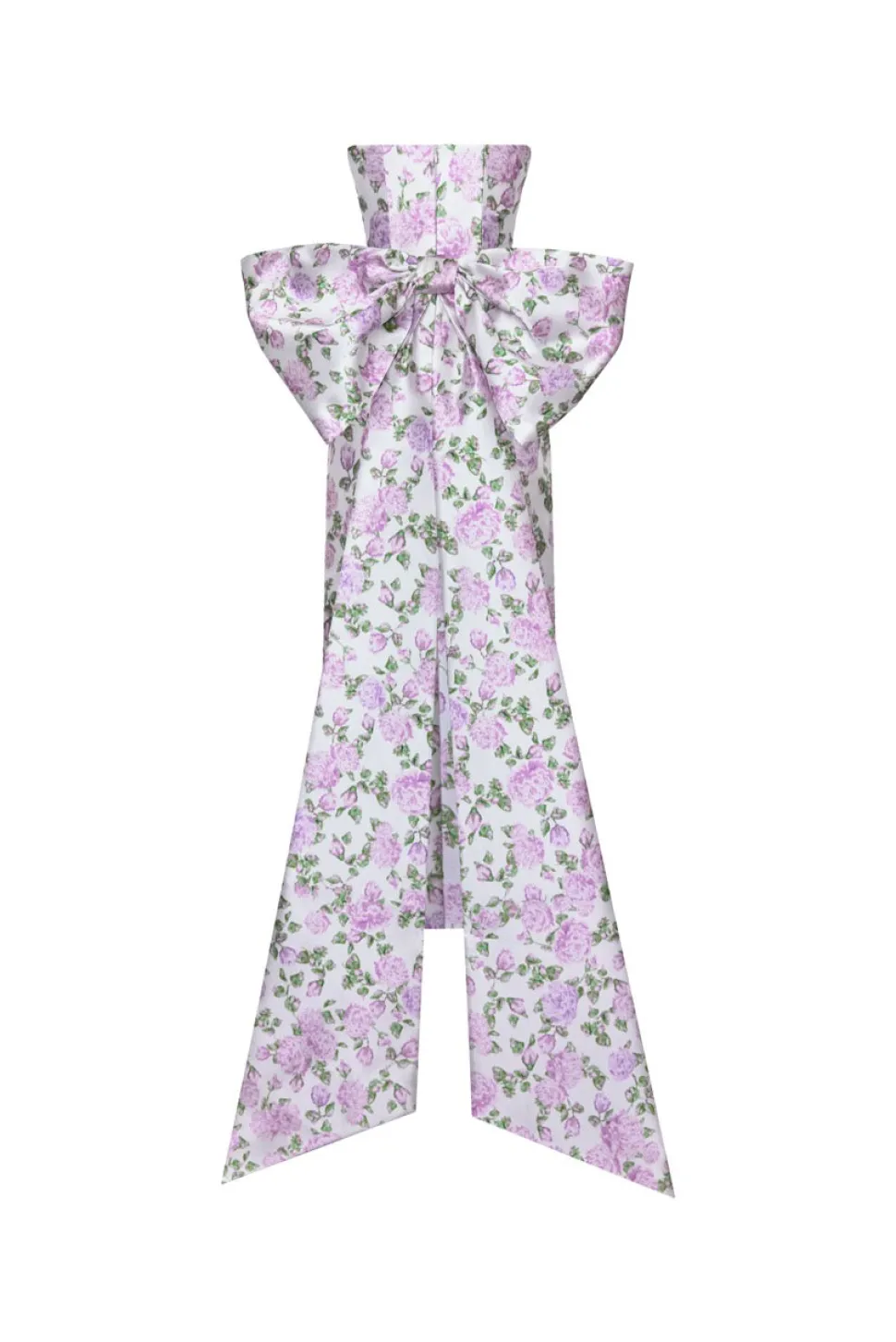 The Gabrielle Gown with Detachable Bow in Pink & Green