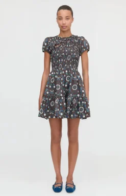 The Gia Mini Nap Dress in Chocolate Swedish Floral