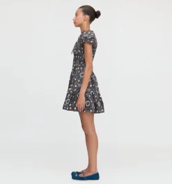 The Gia Mini Nap Dress in Chocolate Swedish Floral