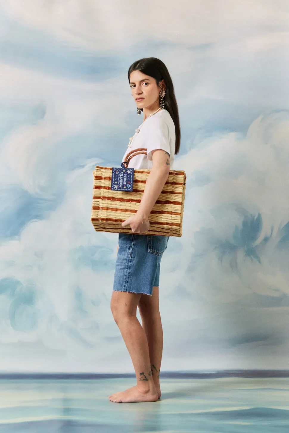 The Grand Tour Collection Beach Basket in Mustard