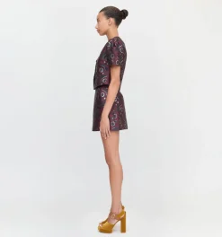 The Hallie Skirt in Burgundy Baroque Jacquard
