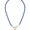 The Happy Cord Charm Necklace in Blue