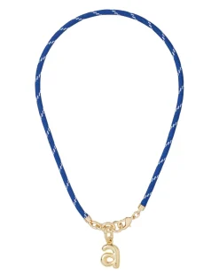 The Happy Cord Charm Necklace in Blue