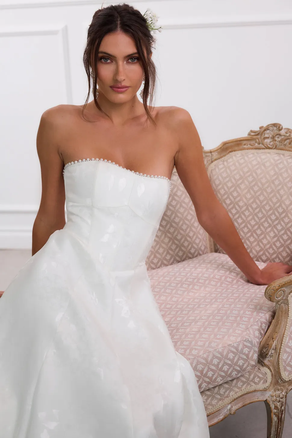 The Hazel Dress in White Baroque Floral