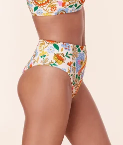 The High Waist Cheeky Bikini Bottom in Bird Floral