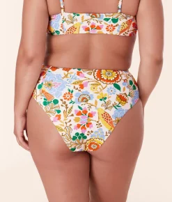 The High Waist Cheeky Bikini Bottom in Bird Floral