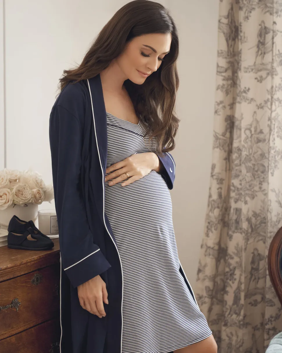 The Hospital Stay Luxe Set in Navy & Navy Stripe