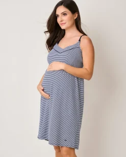 The Hospital Stay Luxe Set in Navy & Navy Stripe