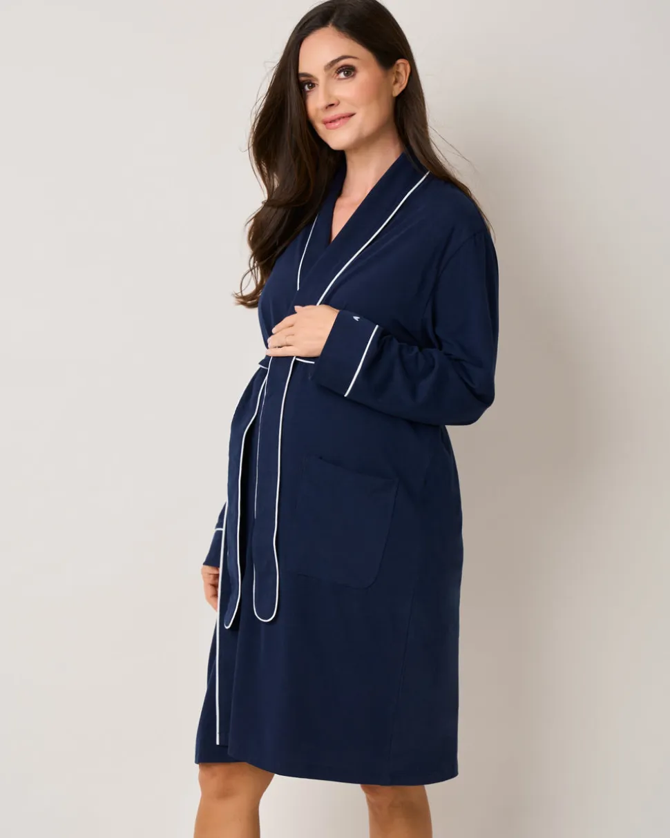The Hospital Stay Luxe Set in Navy & Navy Stripe
