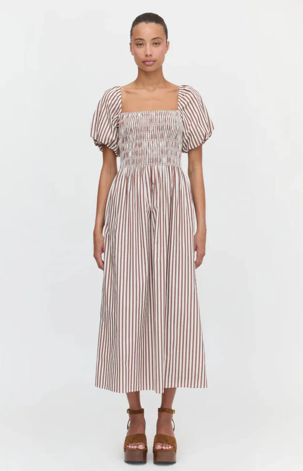 The Julia Nap Dress in Rust Stripe