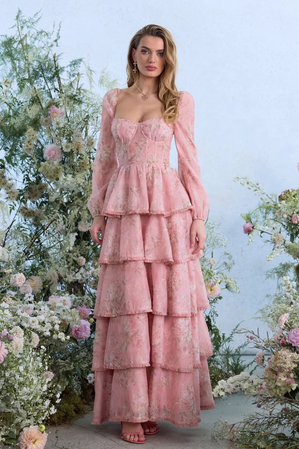 The Juliette Dress in Light Pink Tapestry Rose