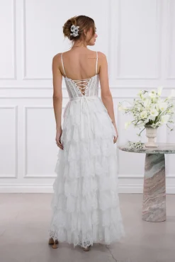 The Juniper Dress in White Chantilly Lace