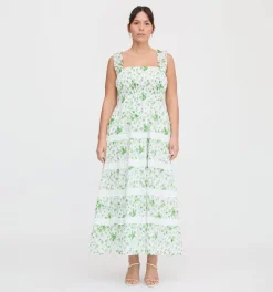 The Kimmy Nap Dress in Green Sweet Peas